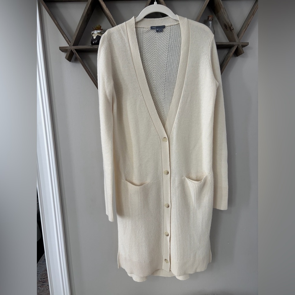 Vince ivory long ribbed cardigan sweater. Women’s size XS.